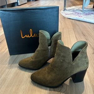 Lulu's Olive Green Women’s Booties with Heels
